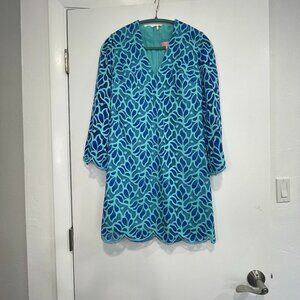 Lilly Pulitzer Cocktail Shift Dress size 4 • Blue Lace Overlay Resort Party
